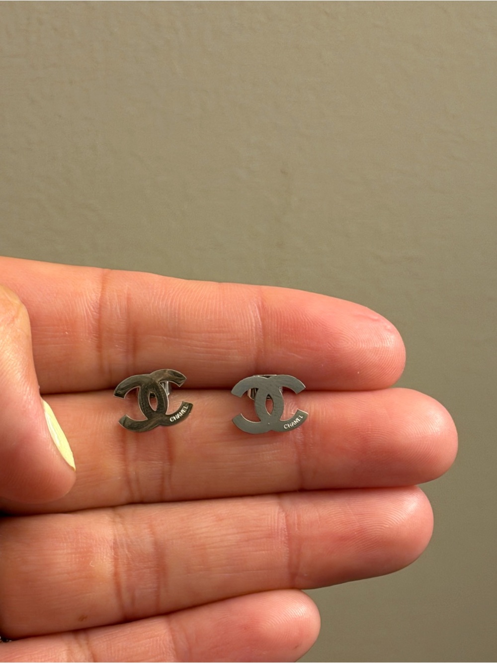 Cc Stainless Steel upcycled Stud Earrings - Silver